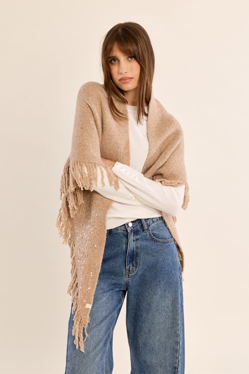 Echarpe à franges, à sequins