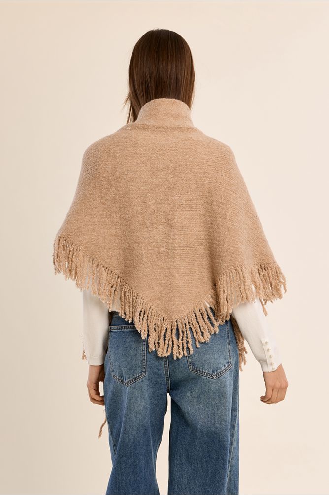 Fringed scarf, with sequins