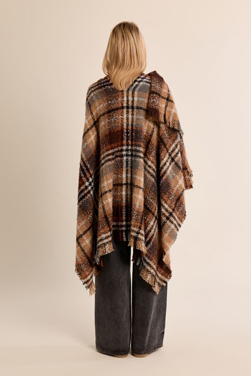 Poncho ouvert, à carreaux