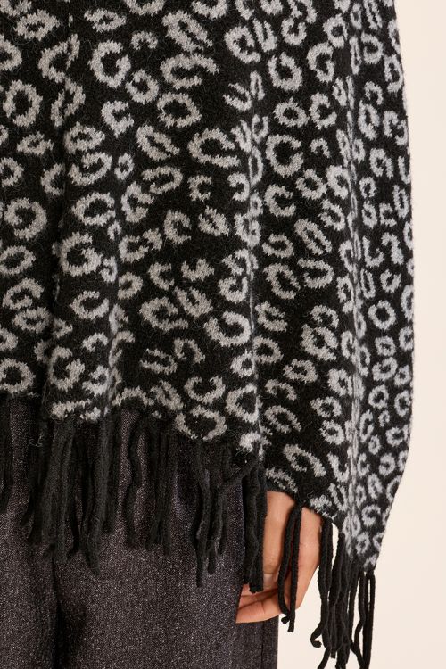 Poncho léopard, à franges