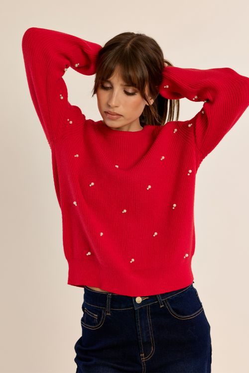 Pull en maille, à perles