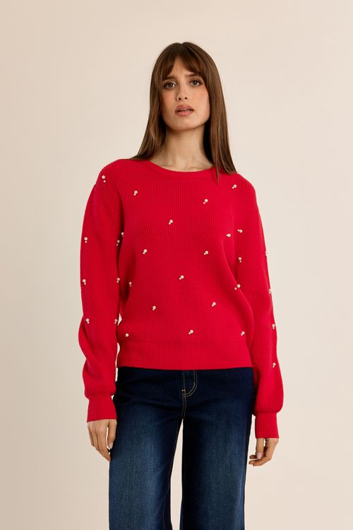 Pull en maille, à perles