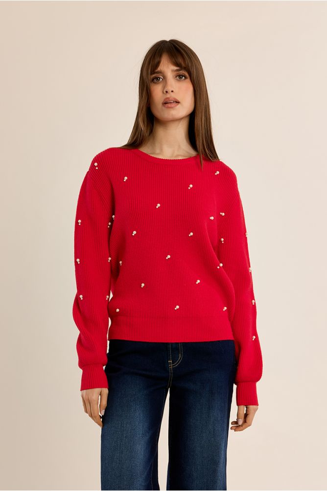 Pull en maille, à perles