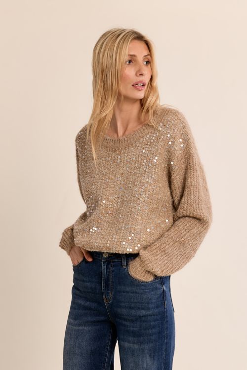 Knitted sweater, with sequins