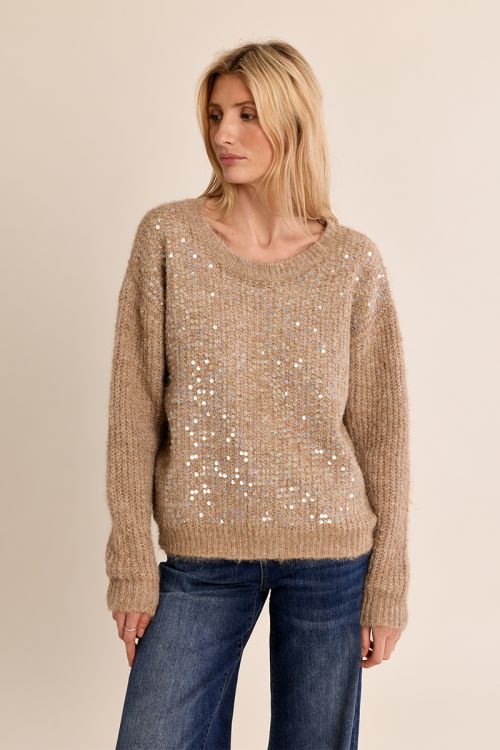 Knitted sweater, with sequins