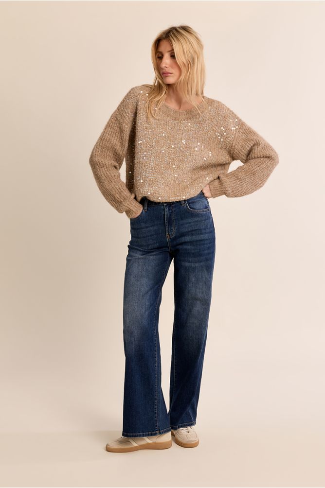 Knitted sweater, with sequins