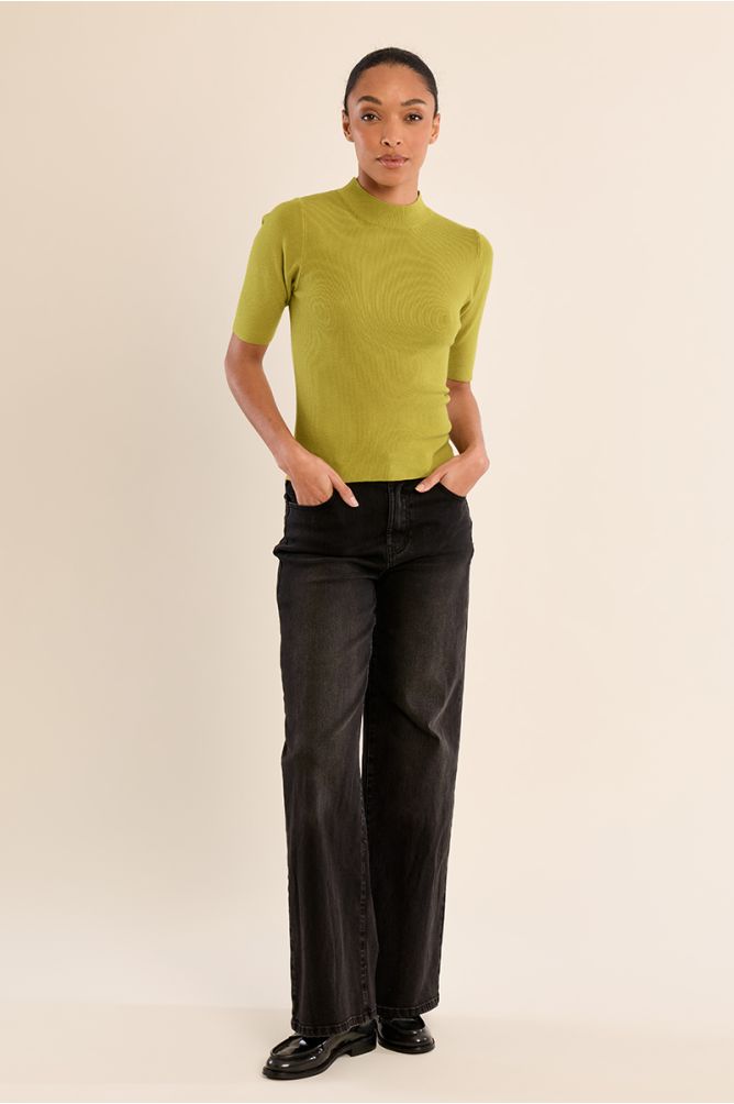 Turtleneck sweater, three-quarter sleeves