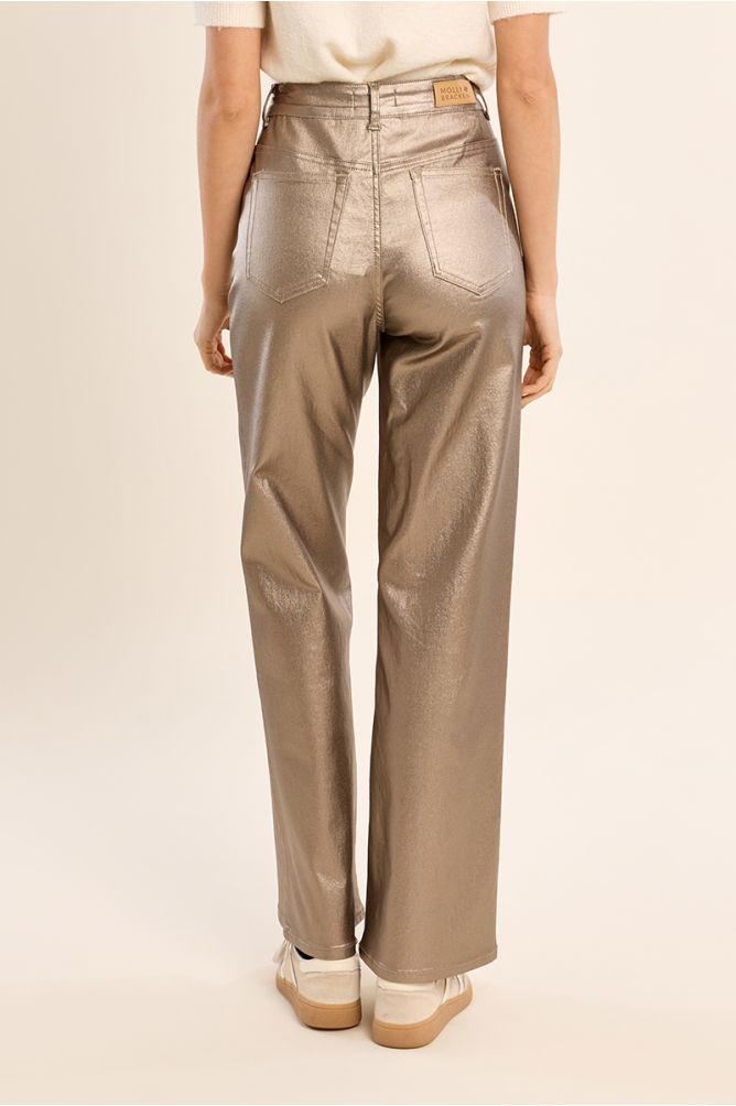 Pantalon enduit, taille haute