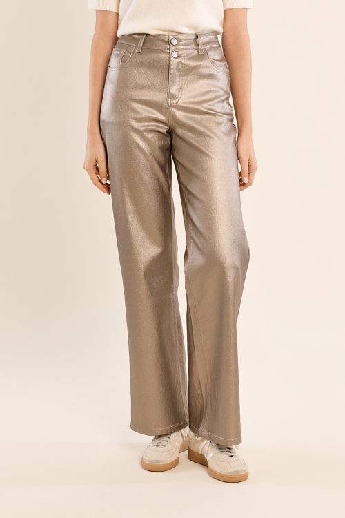 Pantalon enduit, taille haute