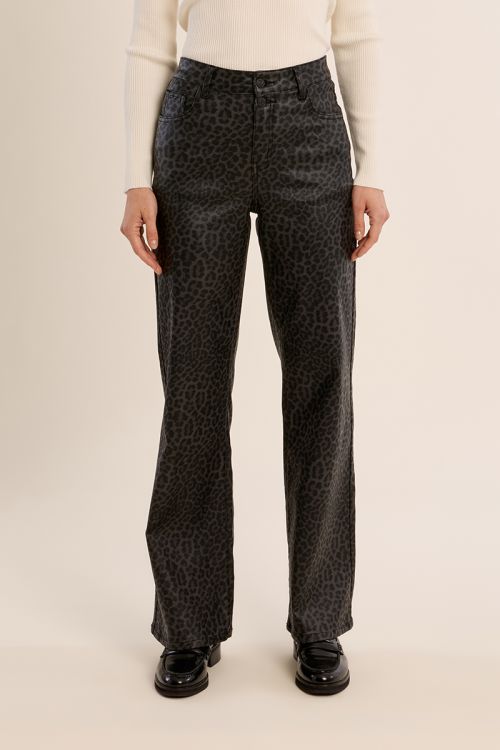 Pantalon enduit, léopard
