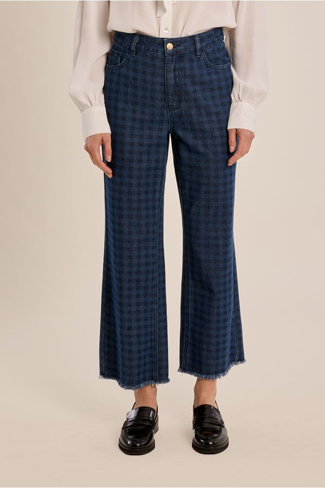 Cropped denim, checked