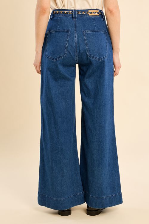 Denim large, ceinture amovible